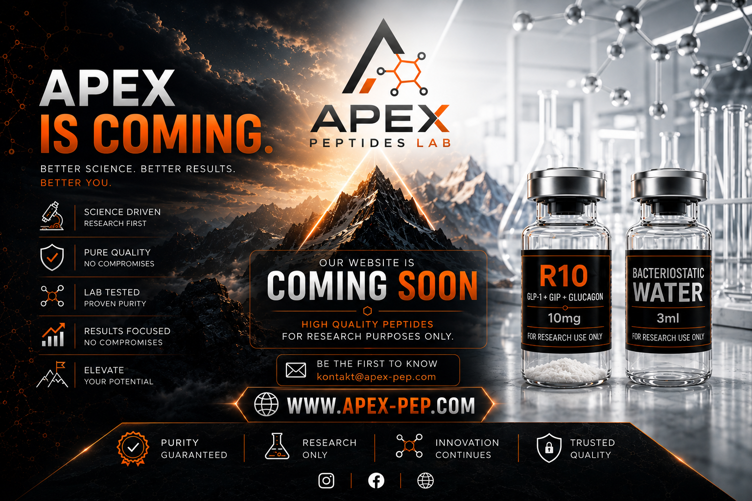 Apex Peptides Lab — strona już wkrótce. Kontakt: kontakt@apex-pep.com